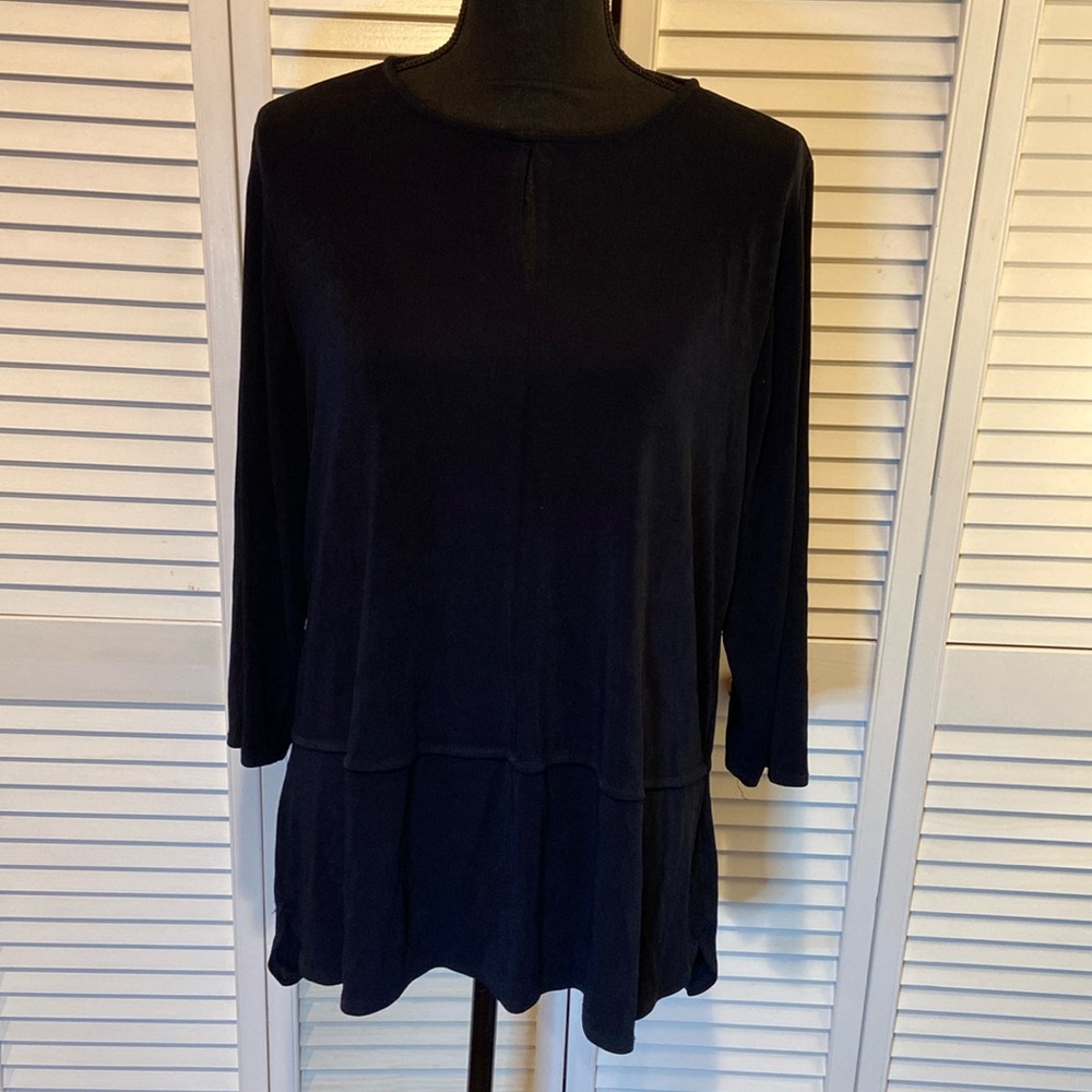 Chico’s travelers navy tunic with peephole neck detail, 2 (Chicos 2=12/14)